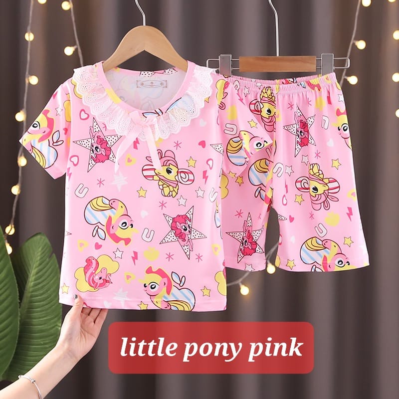 SETELAN RENDA BAJU TIDUR SANTAI ANAK PEREMPUAN FASHION IMPORT MOTIF LUCU ADEM NYAMAN