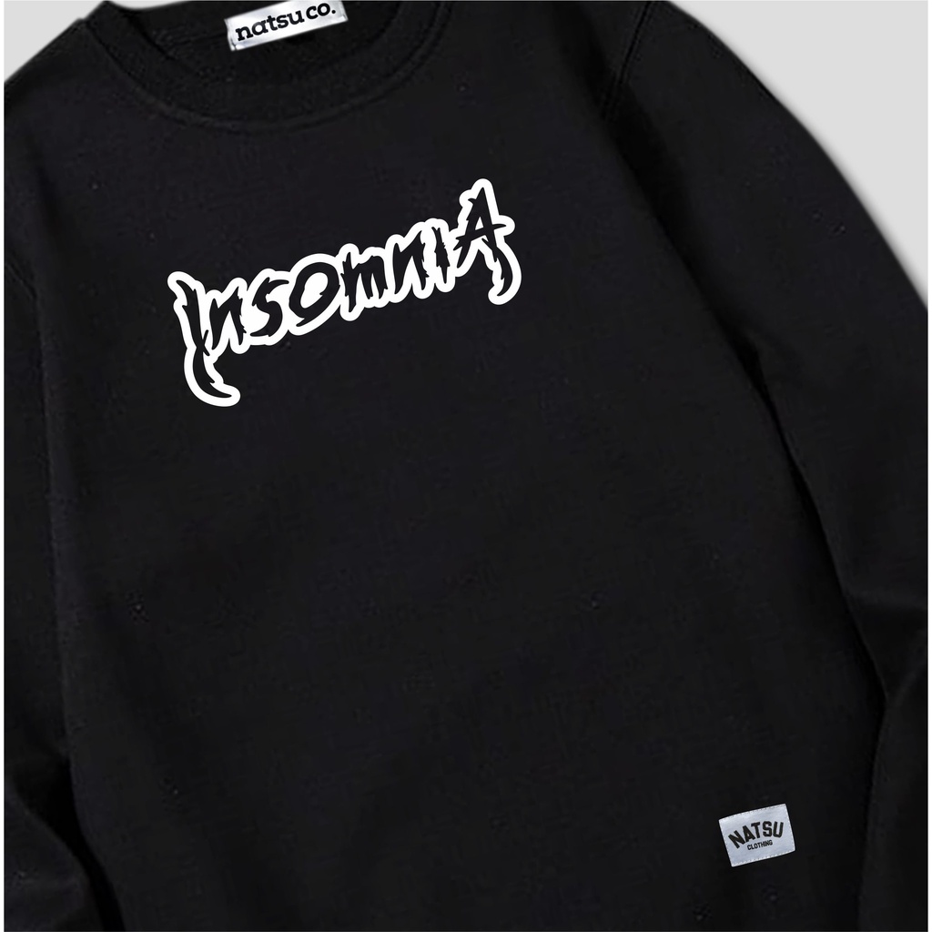 Crewneck Sweater Pria Tulisan INSOMNINA LINE Original NATSU CO x PANDAWA HOODIE