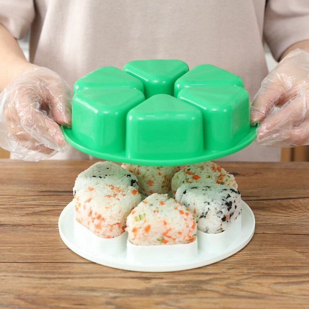 [Elegan] Sushi Maker Homemade Lunch Creative 6 Cavity Alat Pembuat Onigiri Anti Lengket Plastik