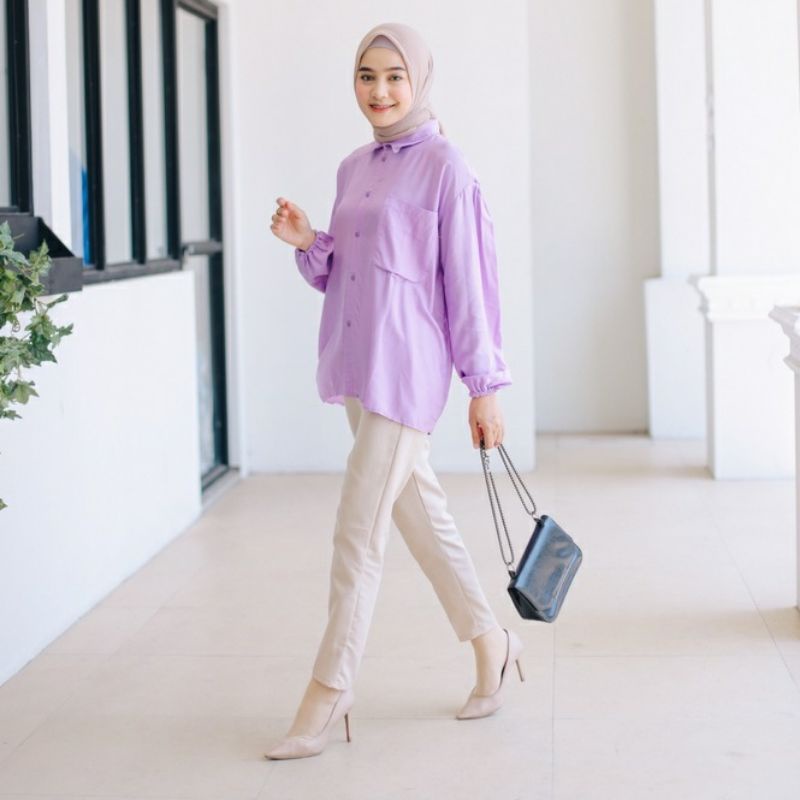 KEMEJA OVERSIZE JUMBO KATUN RAYON KEMEJA OVERSIZE BASIC KEMEJA KANTOR WANITA