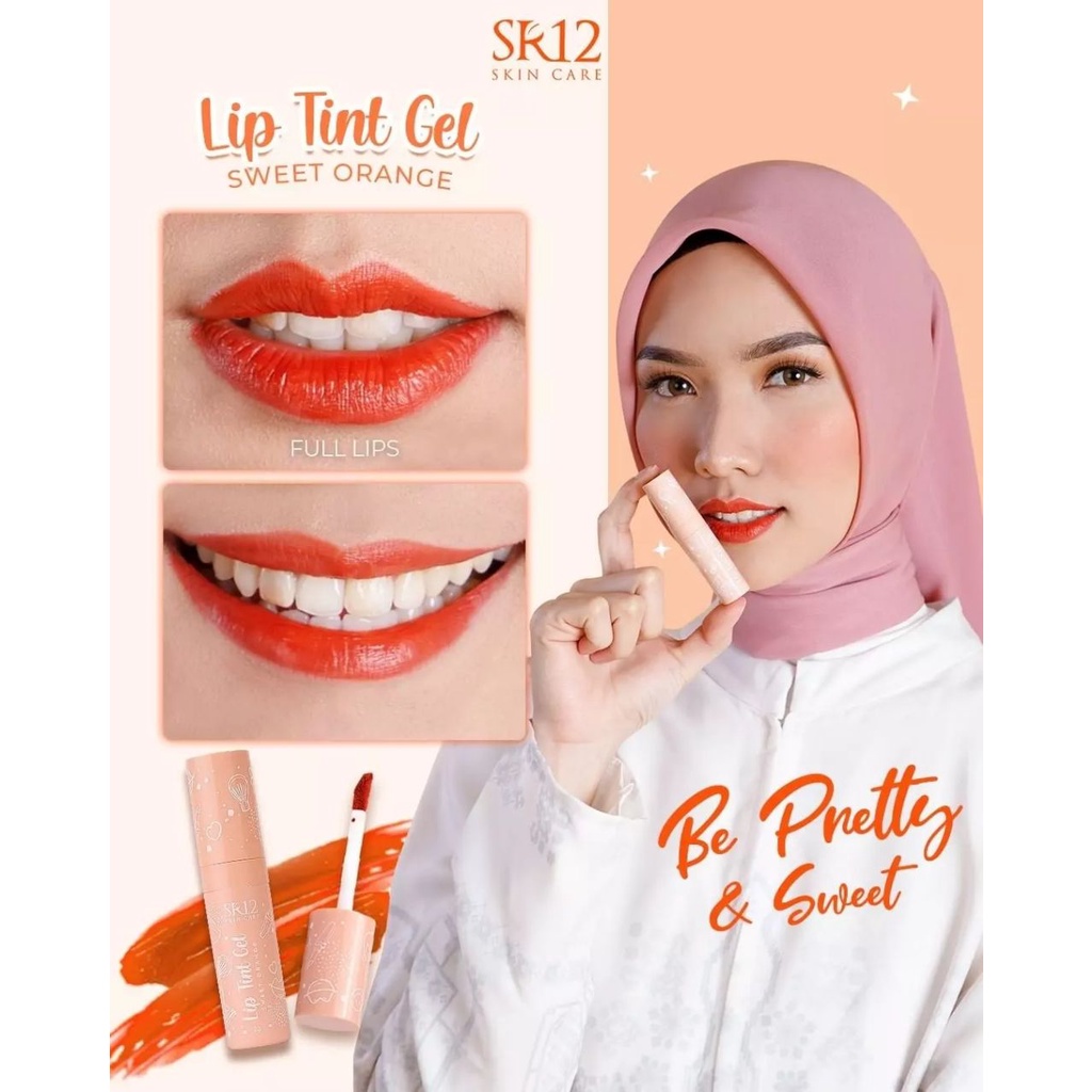 Liptint SR12 Lip Tint Gel Sweet Orange 2gr BPOM Ringan Tidak Lengket Cepat Meresap