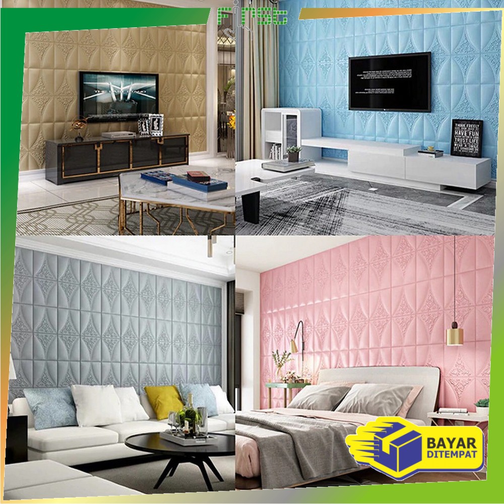 *COD* FH-C55-58 Wallpaper Dinding 3D Wall Sticker Foam Batu Bata Walpaper Dinding Murah WallSticker-8