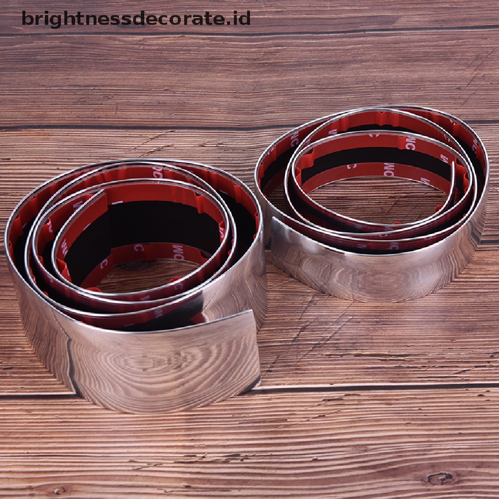 1 Pc Strip Trim Molding Chrome Silver Universal Untuk Dekorasi Bumper Pintu Mobil