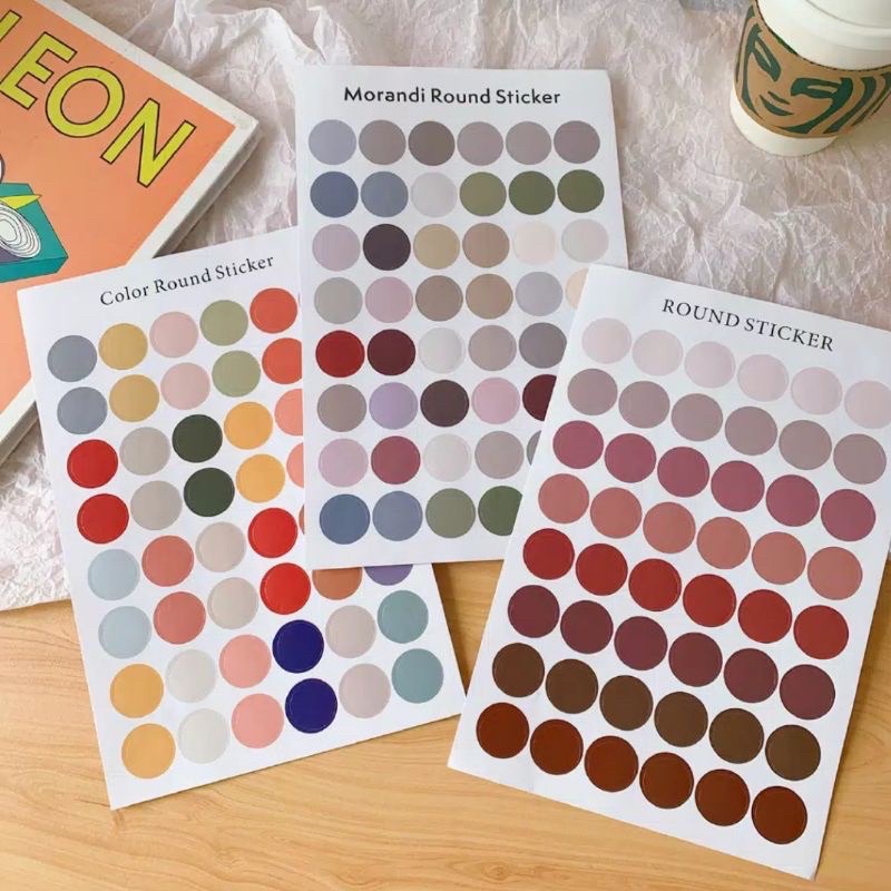 Sticker Kertas Dekor Bulat Warna Warni / Sticker basic small circle Macaron Dots Dekorasi Paper Sticker DIY Planner Scrapbook / Stiker Bulat/Dot Round Sticker Sticker Deco Aesthetic Untuk Scrapbook Bujo Journal / Morandi