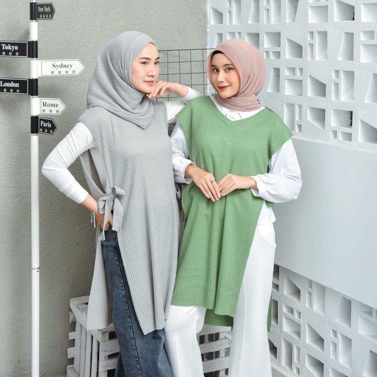 Terbaru.. Rompi Tali Long Tunik / Vest Premium Rajut Wanita / Rompi Panjang