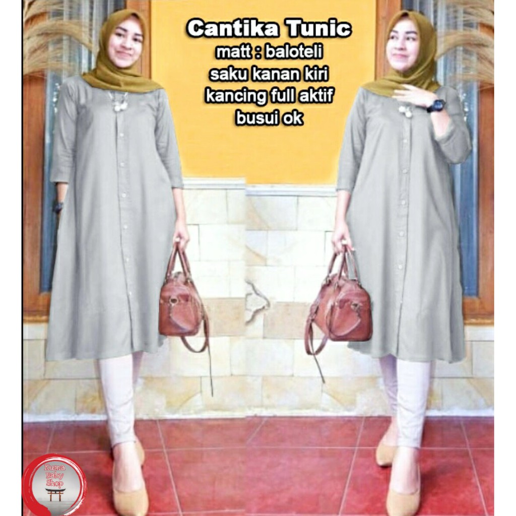CANTIKA TUNIC Baju Atasan Tunik Jumbo Wanita (XL-XXL, 3Warna)