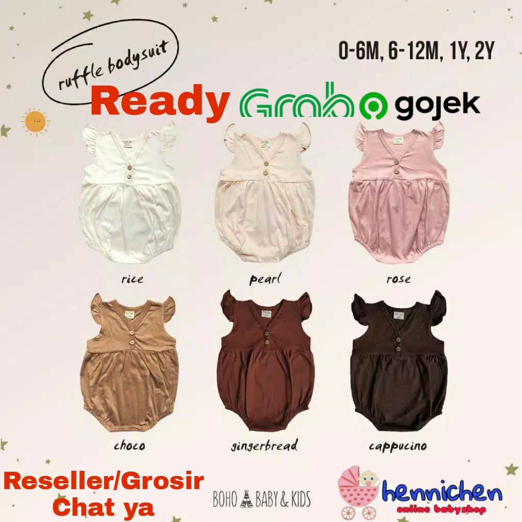 PROMO 7.7 BOHO BABY Ruffle Jumper anak Jumper bayi Bodysuit 0 - 2 Tahun BOHOBABY BOHOPANNA