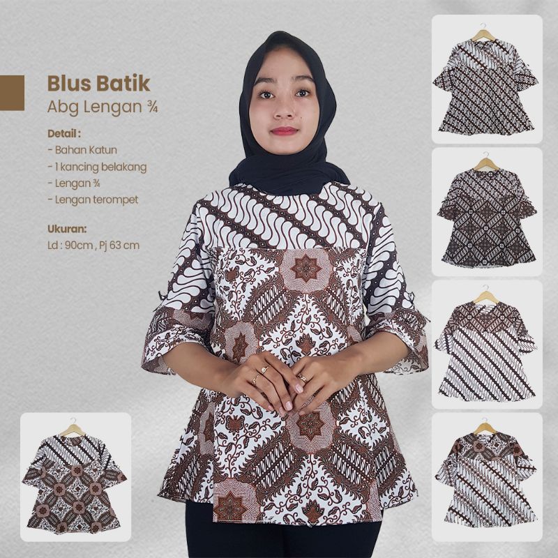 Blus Batik ABG Lengan 3/4 Motif Sogan - Naira Batik