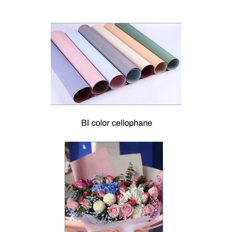 FLOWER WRAPPING BI COLOR CELLOPHANE 58x58 CM WATERPROOF KERTAS BUNGA (ECER) KERTAS BUNGA WATERPROOF