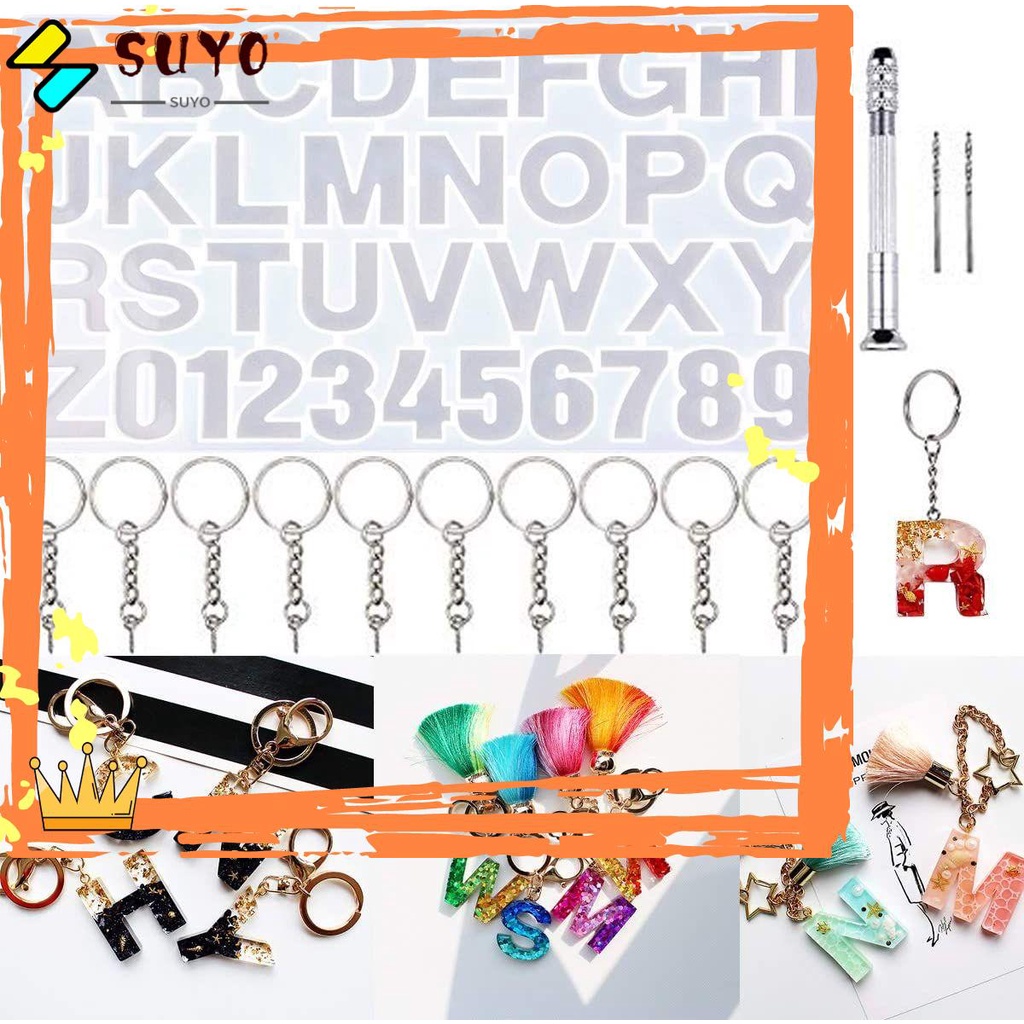 Suyo 227pcs / set Cetakan Resin Bentuk Huruf Alfabet Handmade DIY