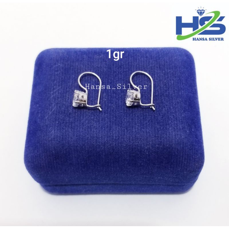 Anting Perak Asli Silver 925 Lapis Emas Putih Model Desi 1 Gram - Anting Wanita Anti Karat