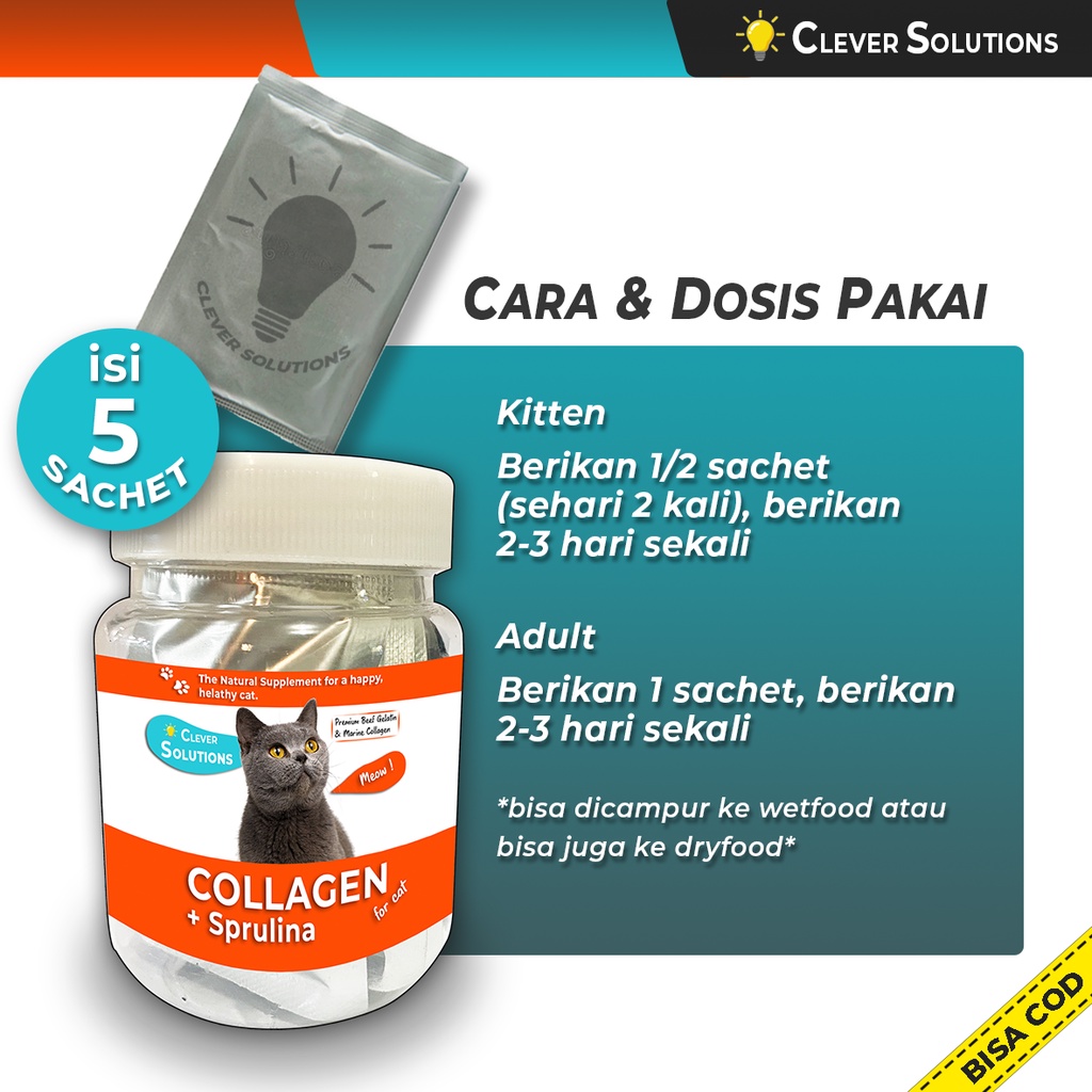 COLLAGEN Vitamin Kucing Suplemen Penggemuk Vitamin Bulu Kucing with Fish Collagen Spirulina Asam Amino by Clever Solutions Fluffy Magic Collagen