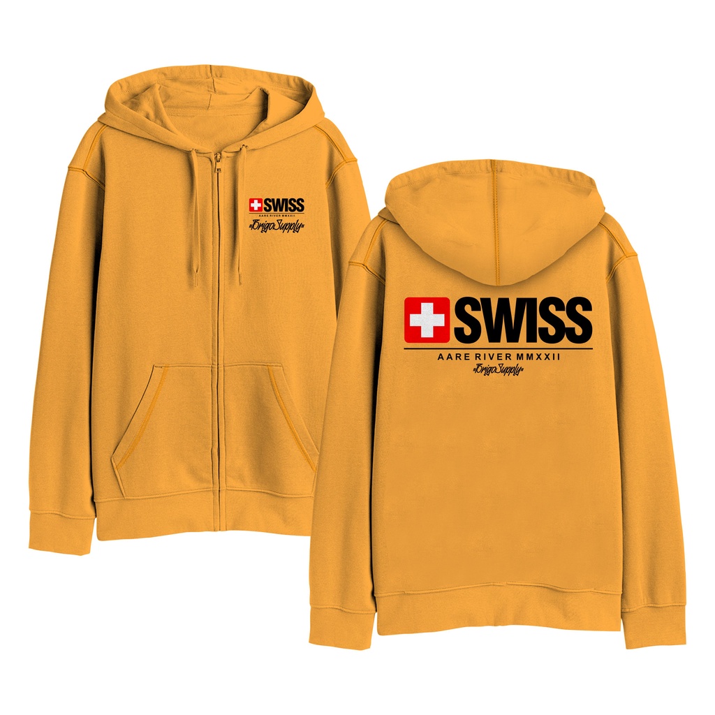 BRIGO Zipper Jumper Hoodie SWISS II Sweater Hoodie Resleting BRIGO SWISS Sablon DTF Fleece Cotton II SIZE M-XXL (Pria &amp; Wanita) Free stiker&amp;Gantungan Kunci