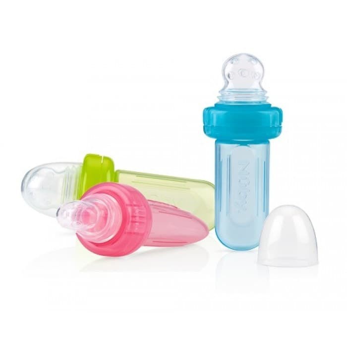 NUBY MURAH SILICONE SQUEEZ FEEDER MINI BOTOL SENDOK MAKAN BAYI MINI SQUEEZ FEEDER WITH CASE SILIKON