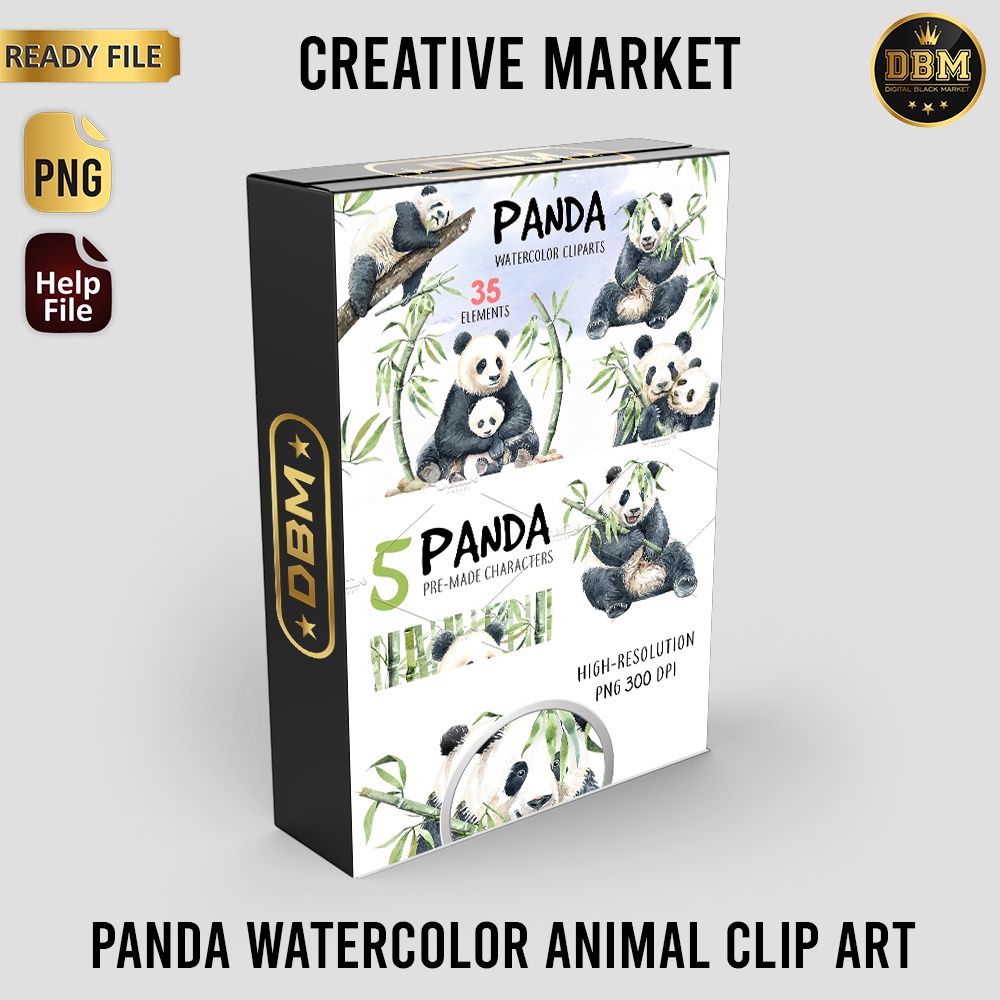 Panda Watercolor Animal Clip Art - Vector Designs