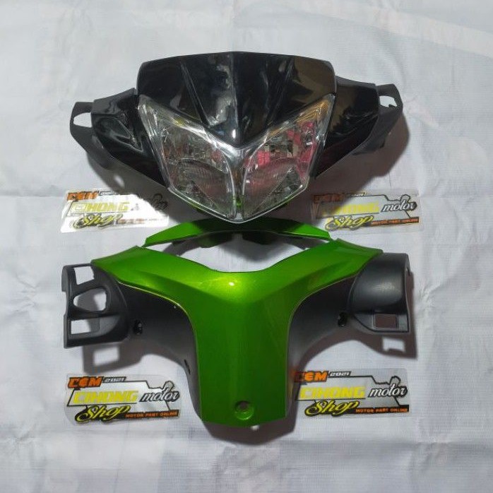 batok kepala depan belakang+reflektor lampu supra x 125 helm in hijau