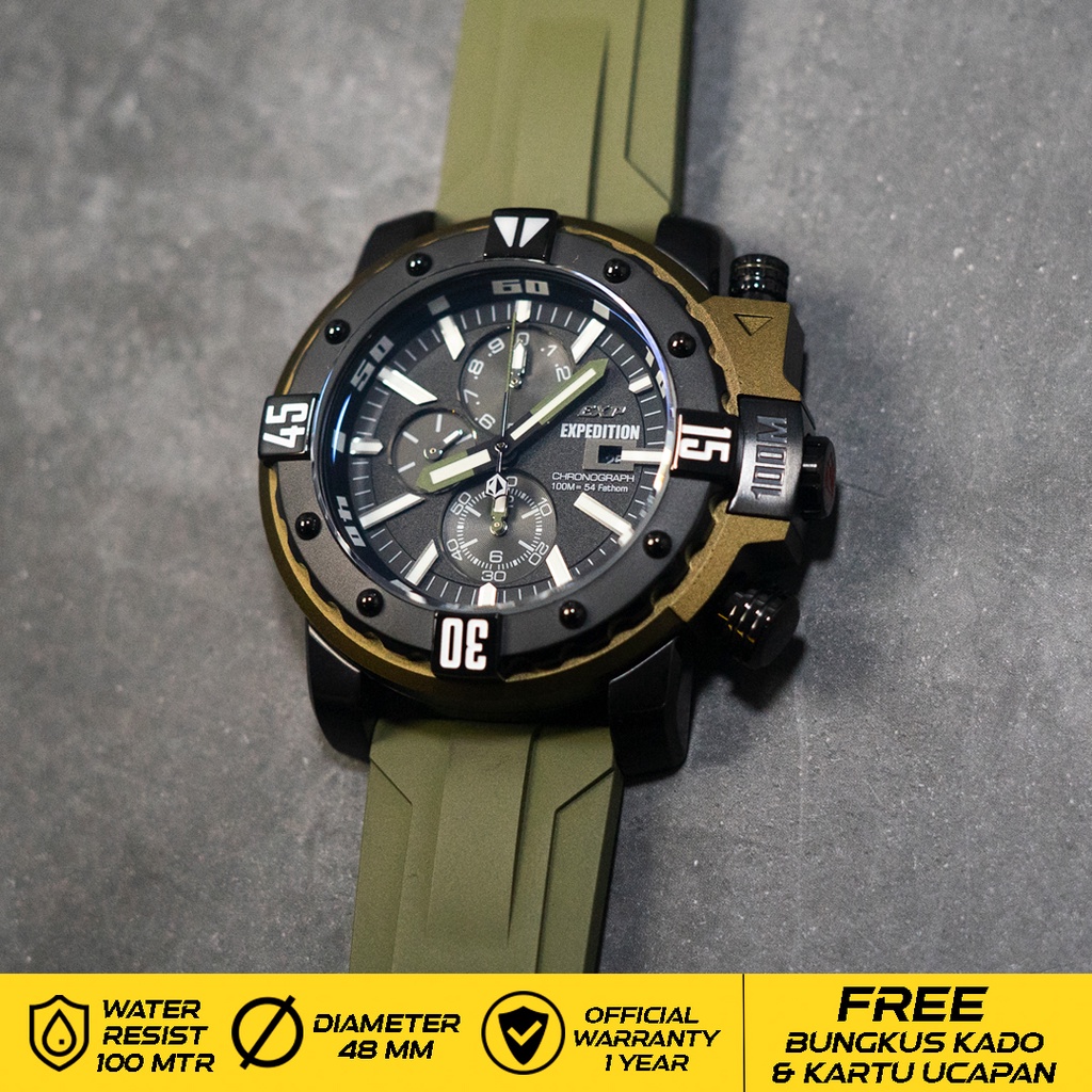 Expedition Exp 302 MC E 302 Army Chronograph Rubber Strap Original