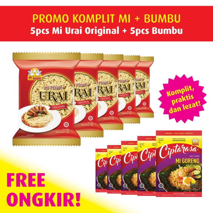 

Ss5g Mi Urai Original Promo Pack Free Bumbu Ciptarasa (5 Pcs) Ff0415