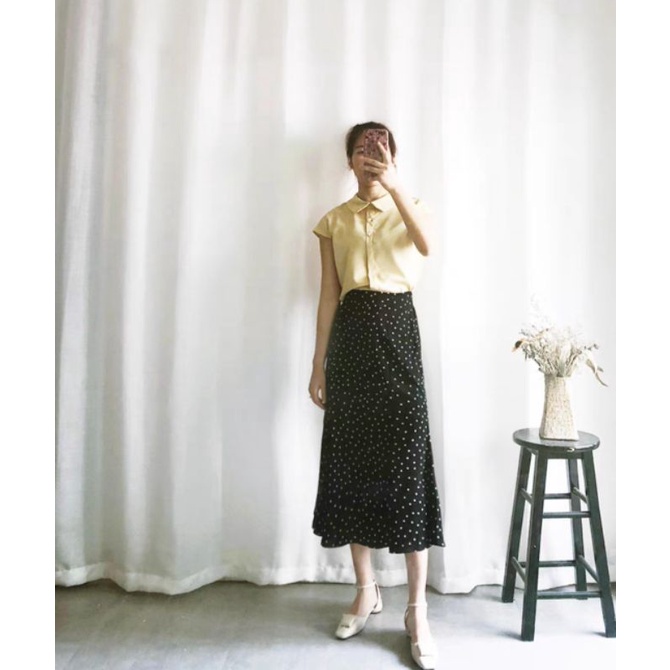 ROK POLKADOT.ROK A-LINE POLKA.SKIRT KOREAN STYLE FIT TO XL