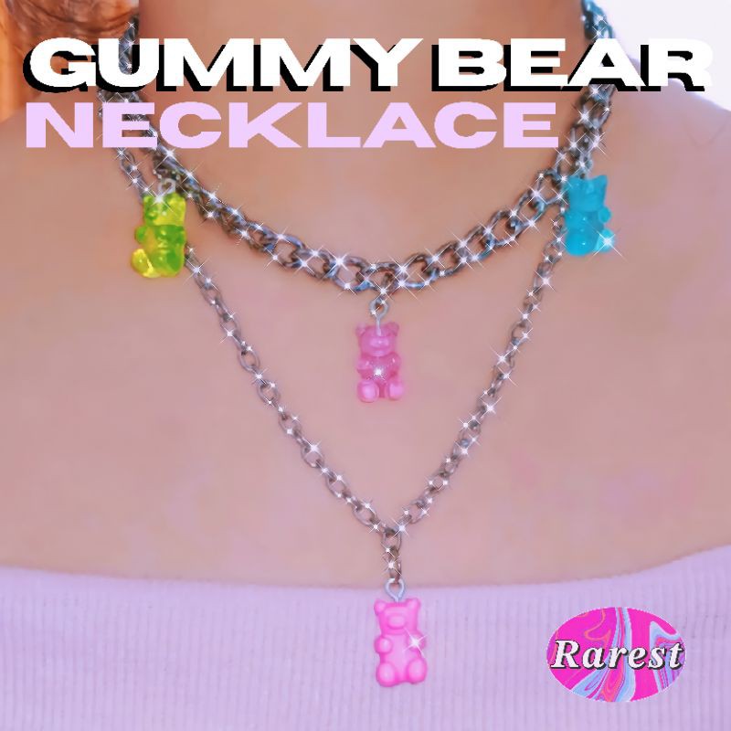 GUMMY BEAR NECKLACE || Kalung rantai layer Gummy Bear Yupi Candy aesthetic grunge