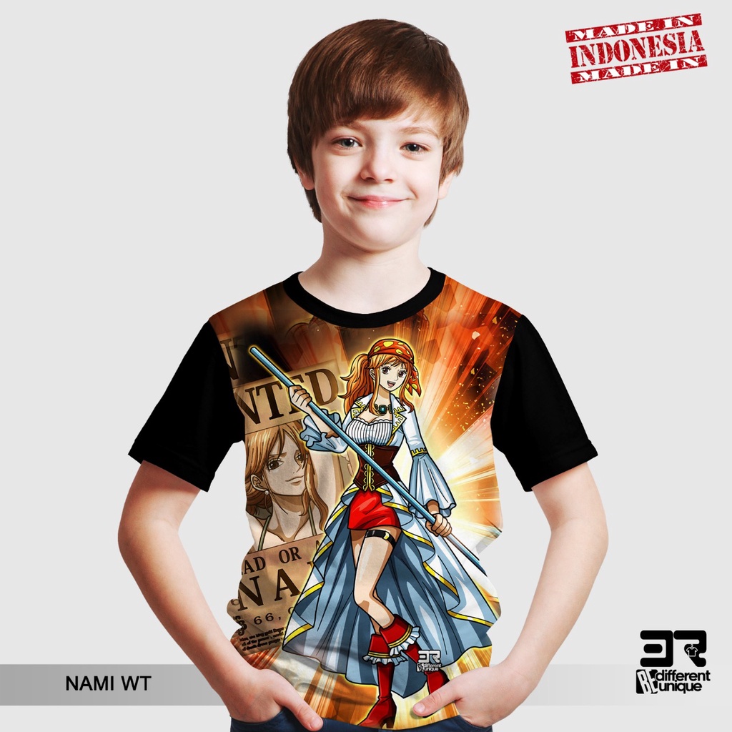 [ COD / BAYAR DI TEMPAT ] KAOS DISTRO PRINTING ANAK ANAK GAMBAR KARTUN ANIMASI ANIME ONE PIECE NAMI 