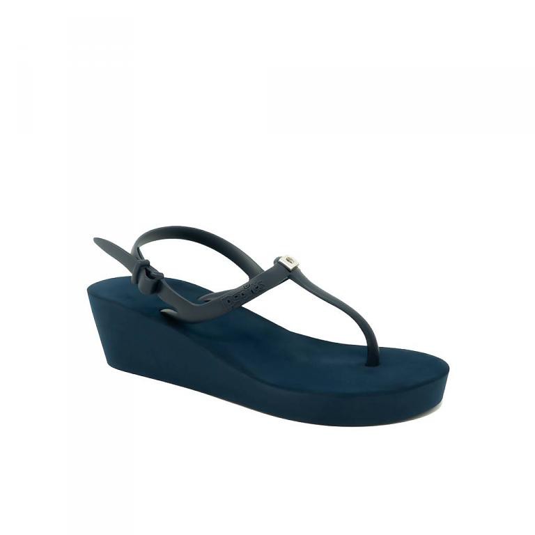 Popits Sling Back Wedge 5cm Navy size L Sandal Wanita Original