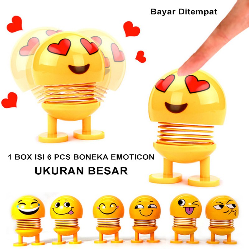 BIG SIZE 1 Paket Isi 6 Pcs Boneka Emoticon BIG SIZE BESAR Pajangan Dashboard Mobil