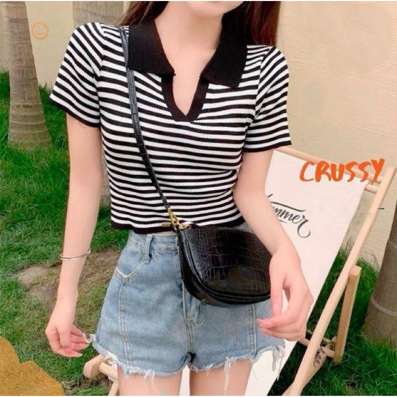 BAJU CILA TOP WANITA ATASAN BLOUSE CEWEK LENGAN PENDEK FASHION RAJUT