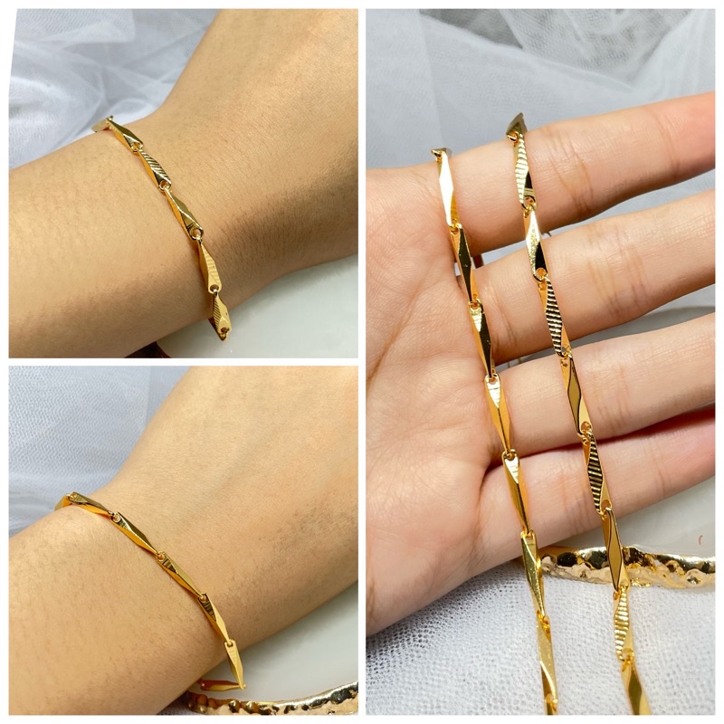 Gelang tangan padi lapis emas 24k