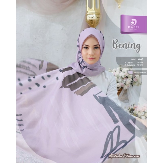 BENING GREADE A DAFFI HIJAB JILBAB VOAL HIJAB SEGI EMPAT MODERN KEKINIAN