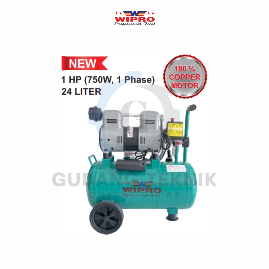 Kompresor Angin Tanpa Oli WIPRO CALLISTO-252 / Air Compressor Oilless WIPRO CALLISTO252 - Tank Cap 24L 135 L/min  WIPRO CALISTO 252