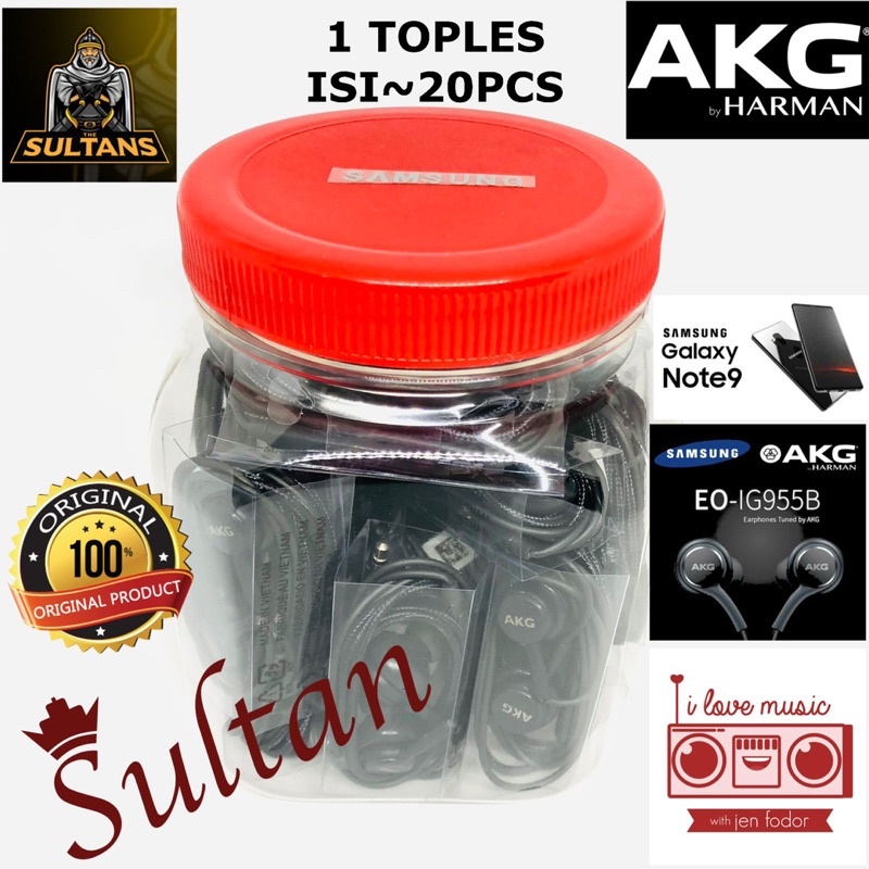 PERTOPLES ISI 20PCS HANDSFREE AKG NOTE 9 BLACK PROMO SEN