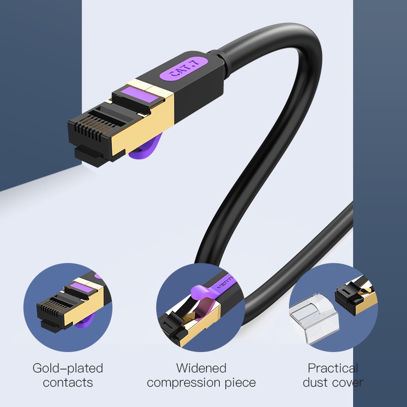 Vention Kabel Lan Ethernet Cat7 Kecepatan Tinggi Rj45 Stp Flat Gigabit