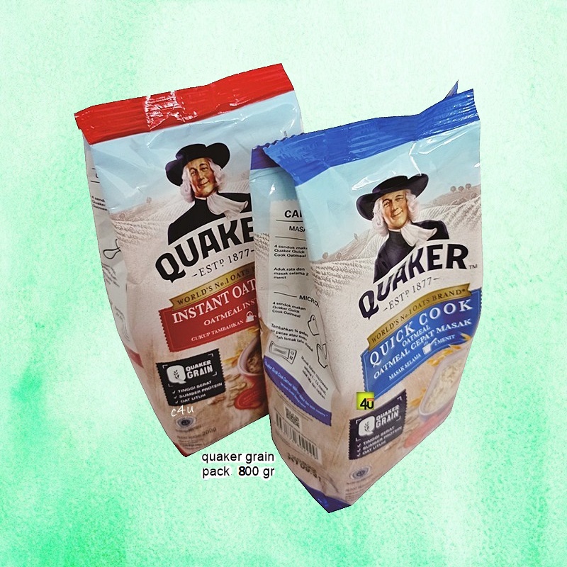 

QUAKER Oats - Oatmeal Cereal Kemasan Pack 800 gr gram Instant Oatmeal / Quick Cook Sereal Menu Sarapan Oat Meal Breakfast Makan Makanan Pendamping Snack Ringan Food Susu Milk Camilan Cemilan Sehat Bergizi Nutrisi Shoppa Corner Malang Jawa Timur