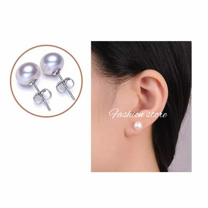 Titanium Anting tusuk pentol Mutiara Putih Antikarat Gold White Fashion Anting Wanita impor