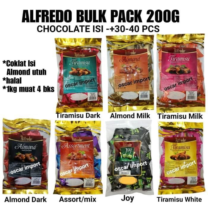 

ALFREDO BULK PACK 200G CHOCOLATE COKLAT IMPORT BULKPACK