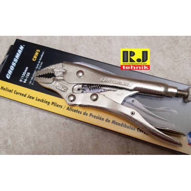 Gestar Tang Buaya Tang Jepit Helical Curved Jaw Locking Pliers Crossman USA 5"