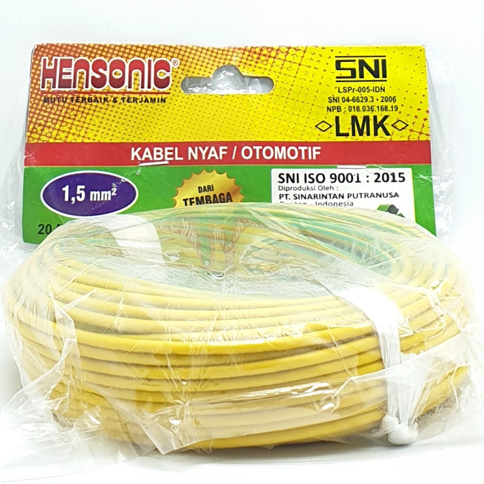 Hensonic NYAF 1,5mm 20M Kabel Listrik Kabel NYAF Kabel Otomotif 1,5mm Serabut SNI LMK 20Mtr Full