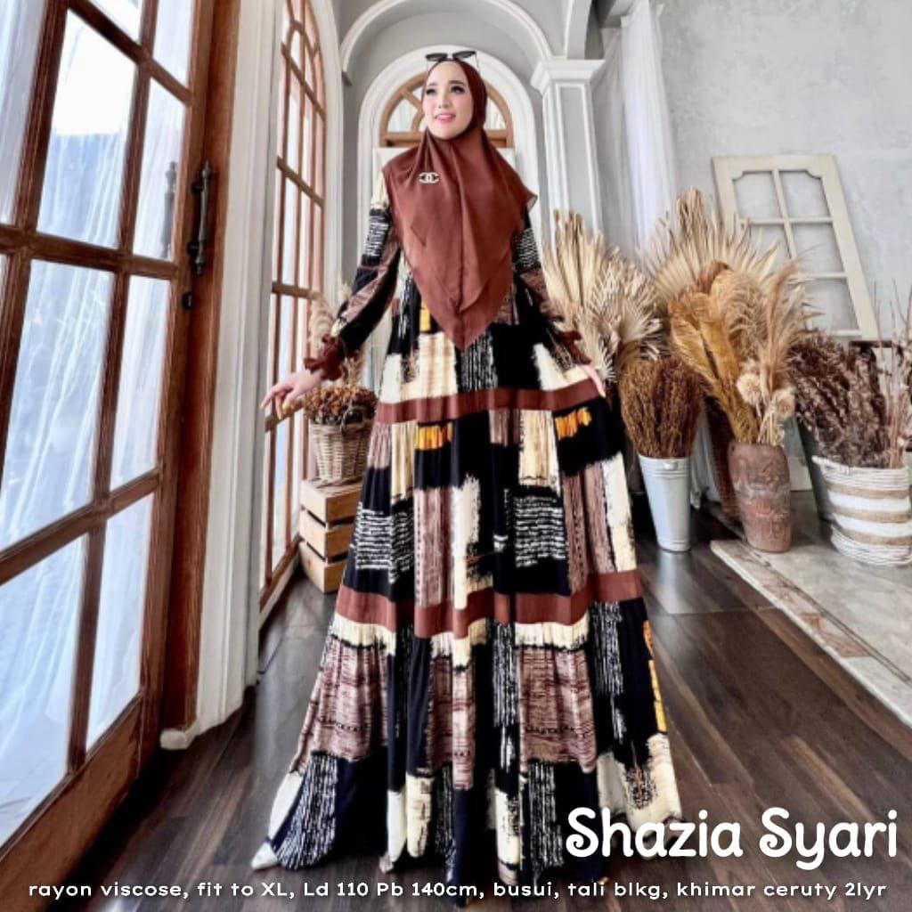 Gamis Shazia Baju Pakaian Fashion muslim Wanita Gamis Perempuan Remaja Dewasa Orang Tua Kekinian Dre