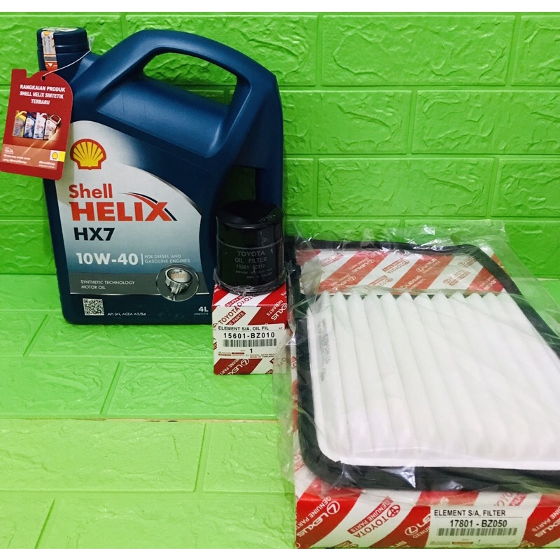 Oli mesin mobil oli shell helix HX7 10W-40 4L / paket (3item) avanza vvti xenia / rush terios