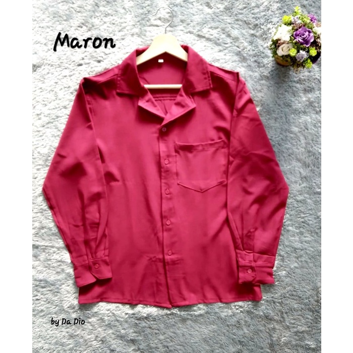 Kemeja pria KEMEJA EARTH PJG PRIA M L XL XXL/TOKO JOSANA/KOREA STYLE - maron, M Pjg Earth putih leng