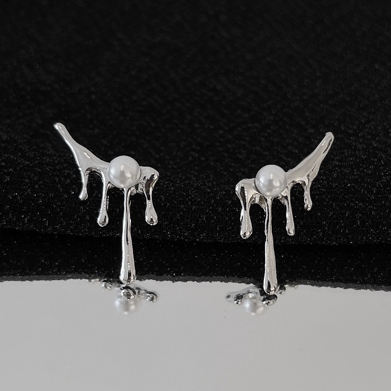 Anting Tusuk Gantung Desain Tetesan Air Hias Mutiara Gaya Hip Hopkeren Untuk Wanita