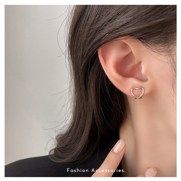 Anting Tusuk Silver Simple Gaya Punk Korea Untuk Wanita