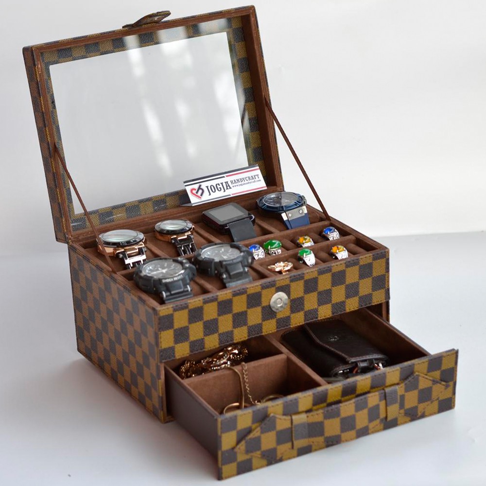 Kotak Tempat Jam Tangan Sport &amp; Tempat Perhiasan Motif / Watch Box