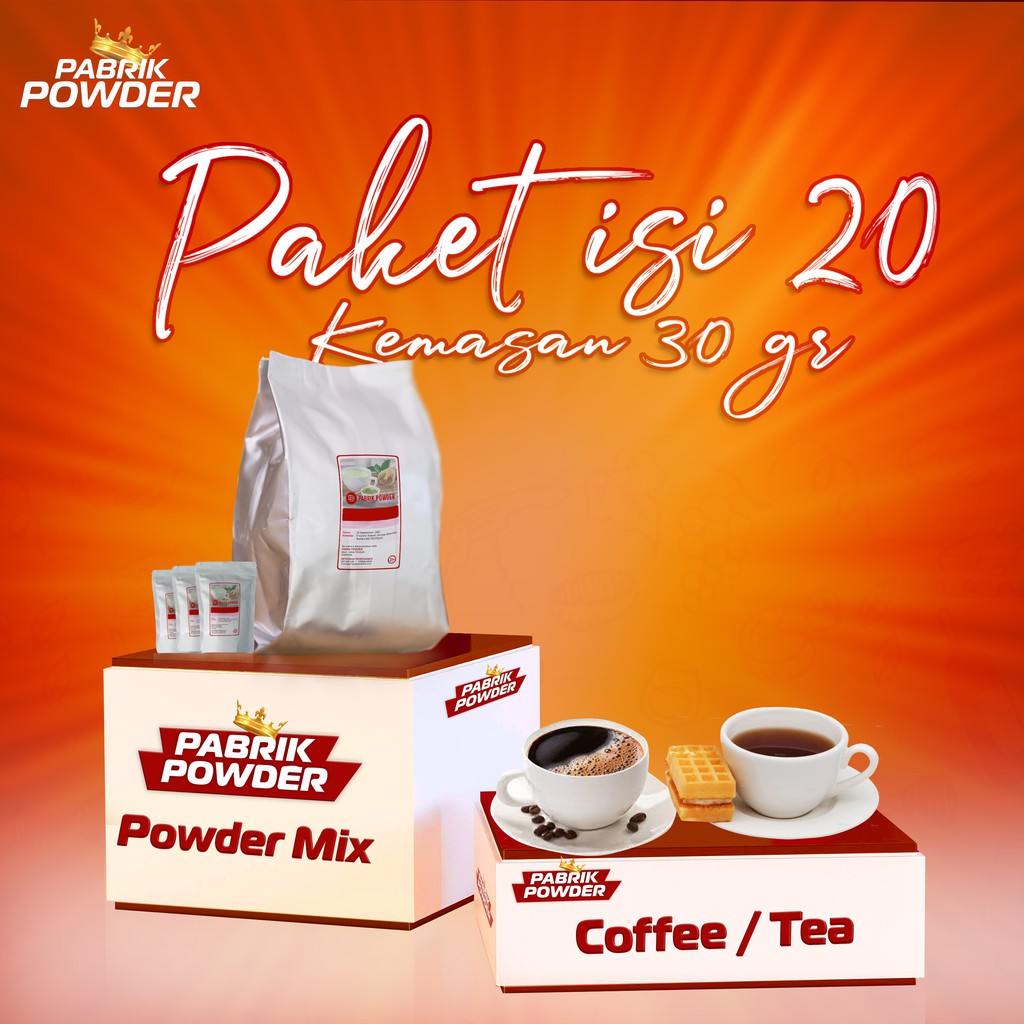 Powder Coffee &amp; Tea 1 Pack isi 20 @kemasan 30gr Plain