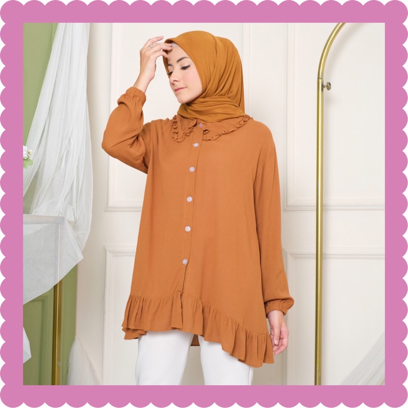 Ounadoutfit Yora blouse wanita busui korean kekinian / atasan cringkle wanita / kemeja kantor wanita / blouse cringkle polos/ kemeja polos busui / atasan polos kekinian