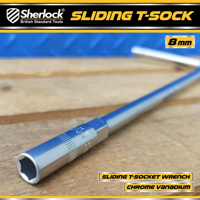 Kunci T - Type Socket 8mm / Sherlock Kunci Sok/Sock T (Gagang Slide/Geser)