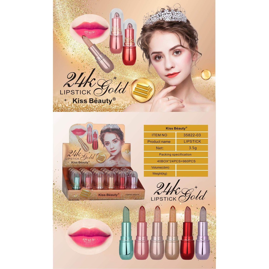 [Per Batang] Lipstick Putar Kiss Beauty 24k Gold 35822-03