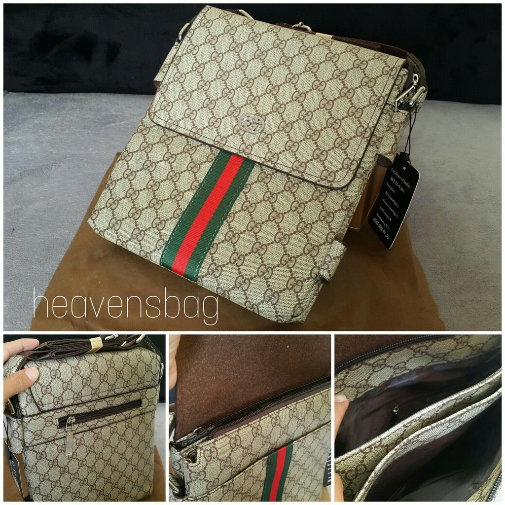 TAS SELEMPANG KULIT PRIA IMPORT GUCCI KODE 2914