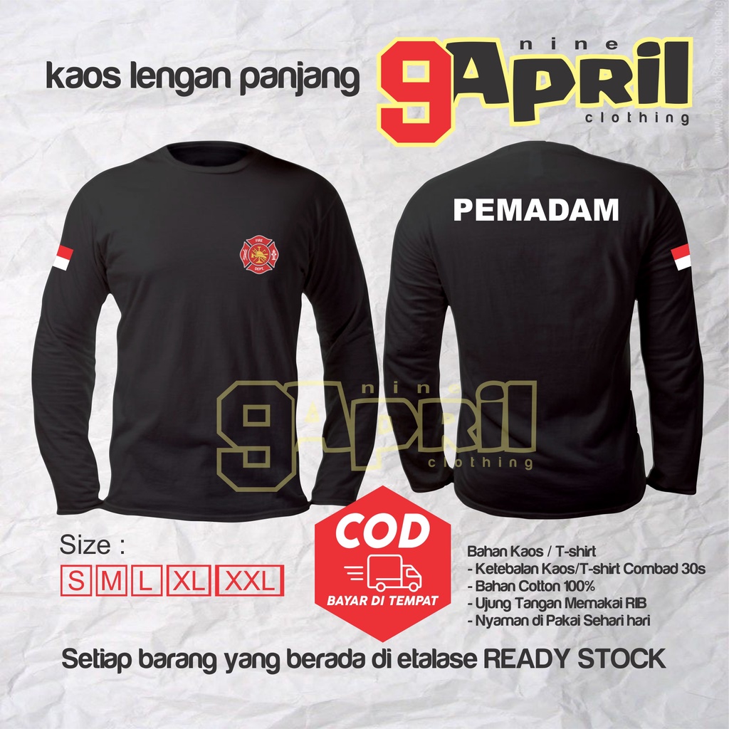 Kaos Pemadam / Kaos Pemadam Kebakaran / baju kaos pemadam kebakaran lengan panjang